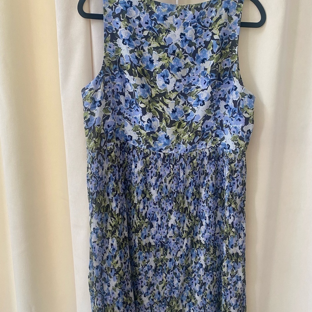 J. Jill Women’s Granite Floral Bloom Accordion Pleated Spring Dress L‎ Petite - Picture 2 of 7